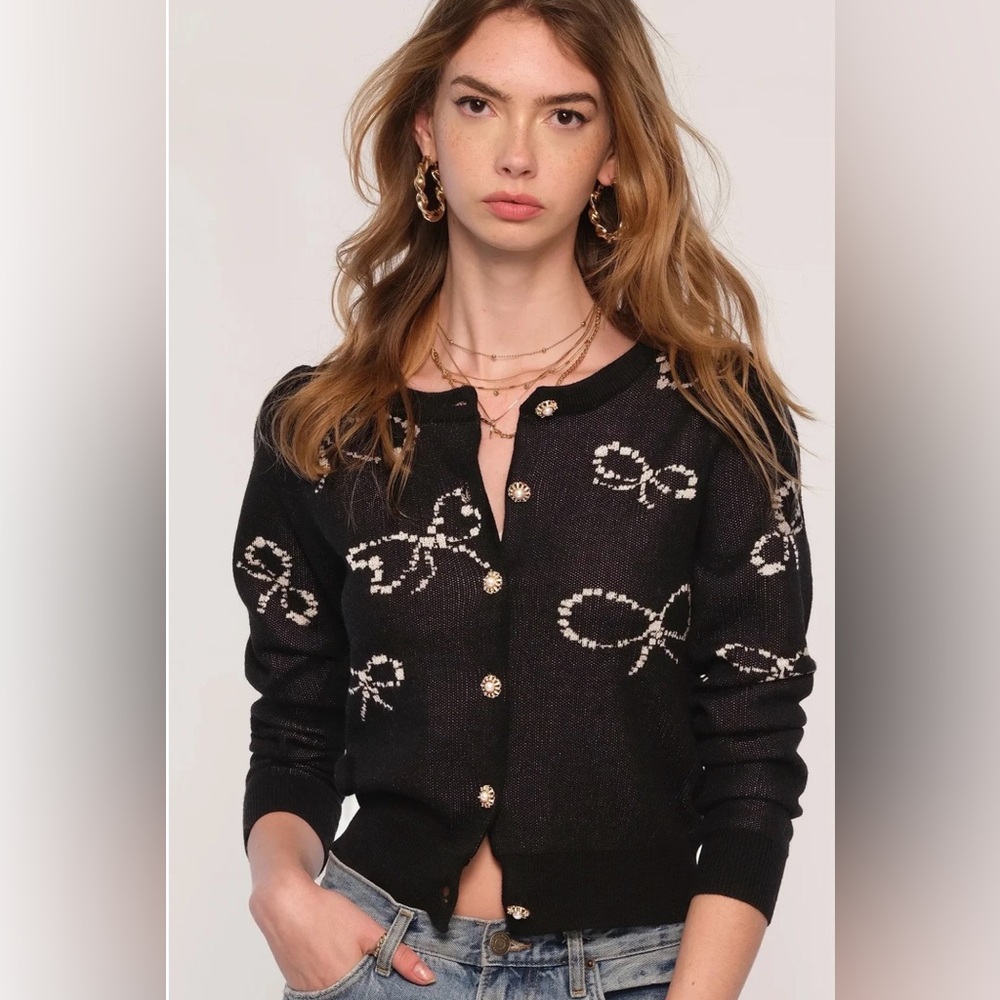 NWT Heartloom Liden Bow
Cardigan in Black from Revolve, Size XS